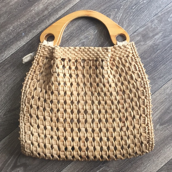 Vintage Handbags - Bohemian Vintage Straw Raffia Lined HandBag